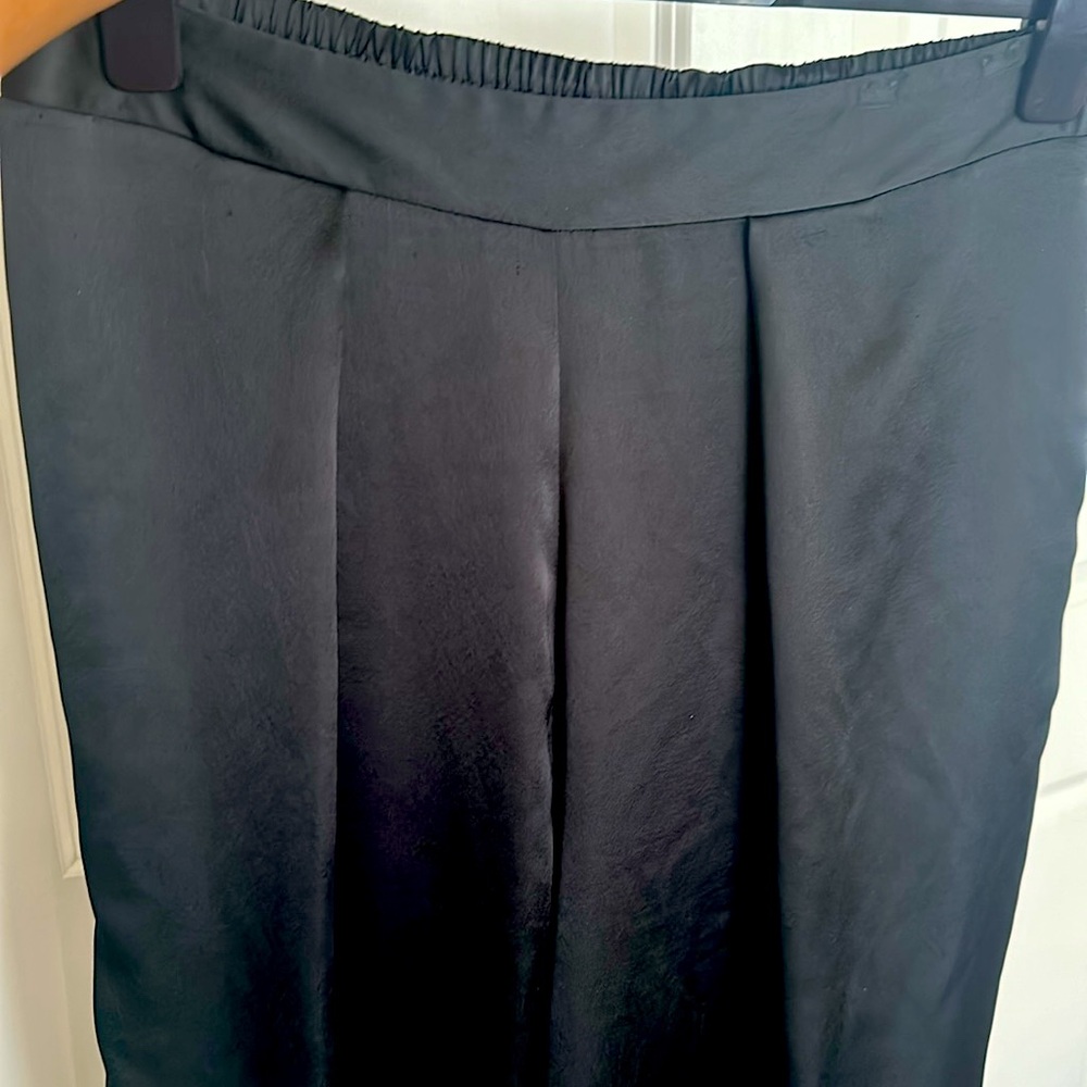 Victoria Secret Black Satin wide leg Pants. Size Large / Tall